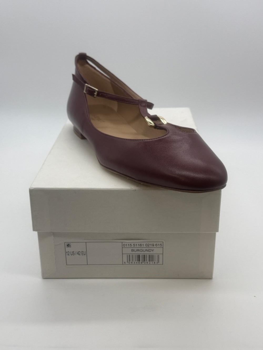 LK Bennett Burgundy Leather Maryjane Flat